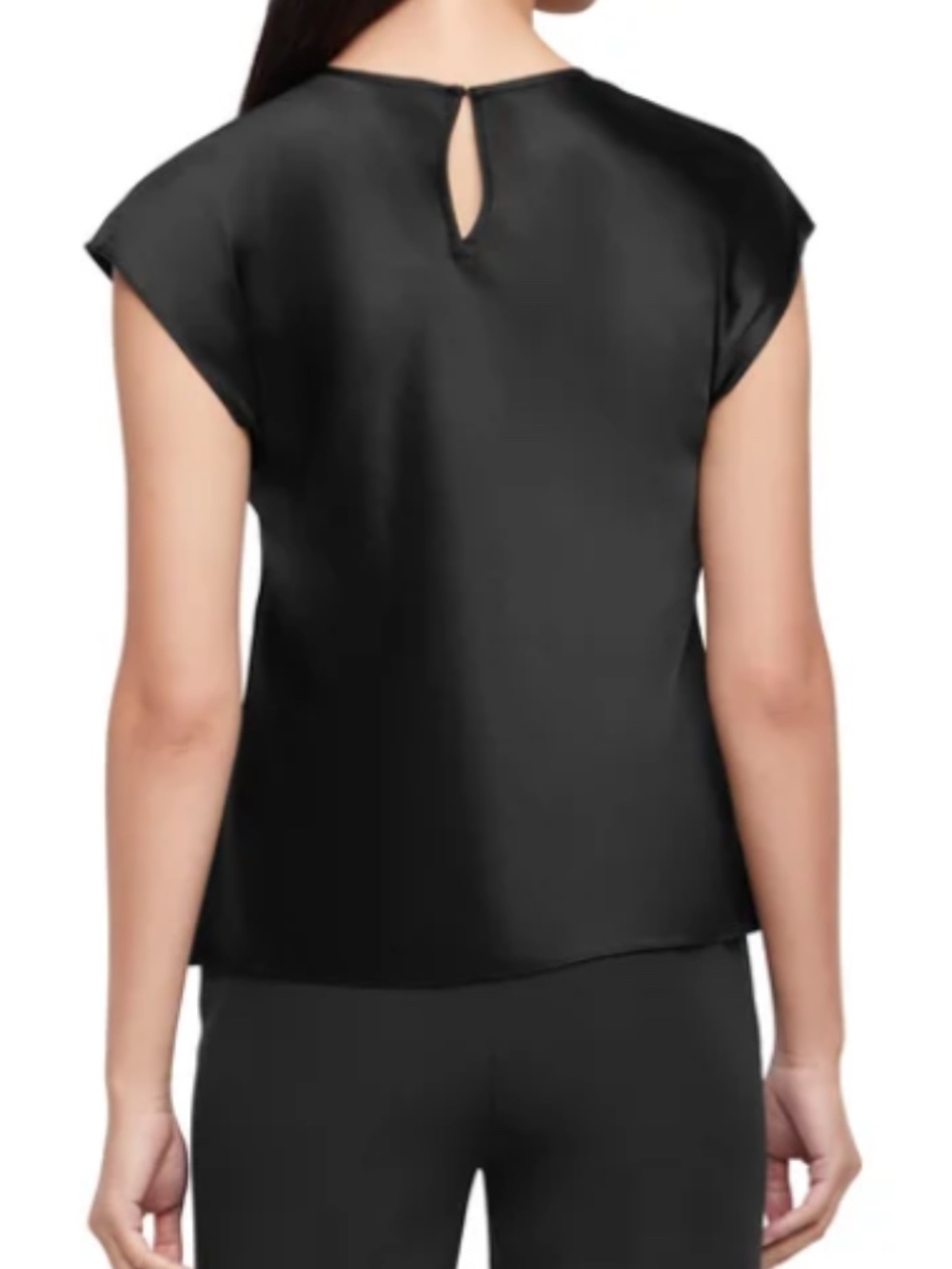 Express Womens Black Satin Short Sleeve Blouse Large - Picture 3 of 8